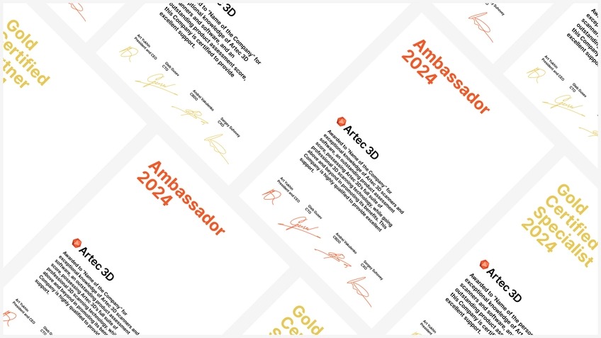Artec 3D อัปเดตรายชื่อ Partners และ Ambassadors ที่ได้รับการรับรองระดับ Gold ประจำปี